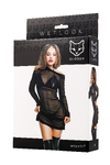 Комплект Glossy Sheril платье сетка, лиф и трусики из материала Wetlook, черный, XL